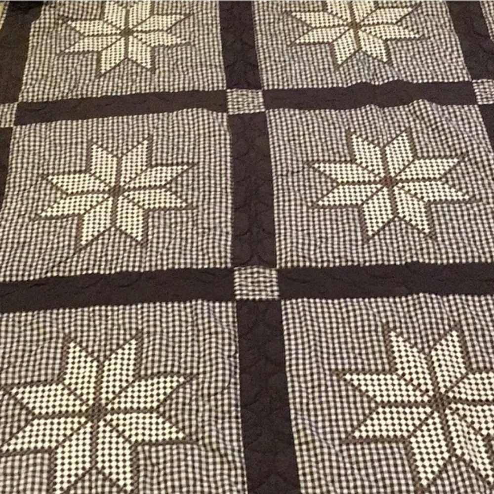 Brown Gingham Star Quilt